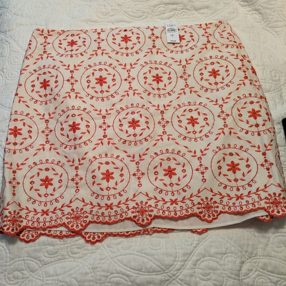 Loft orange and white skirt